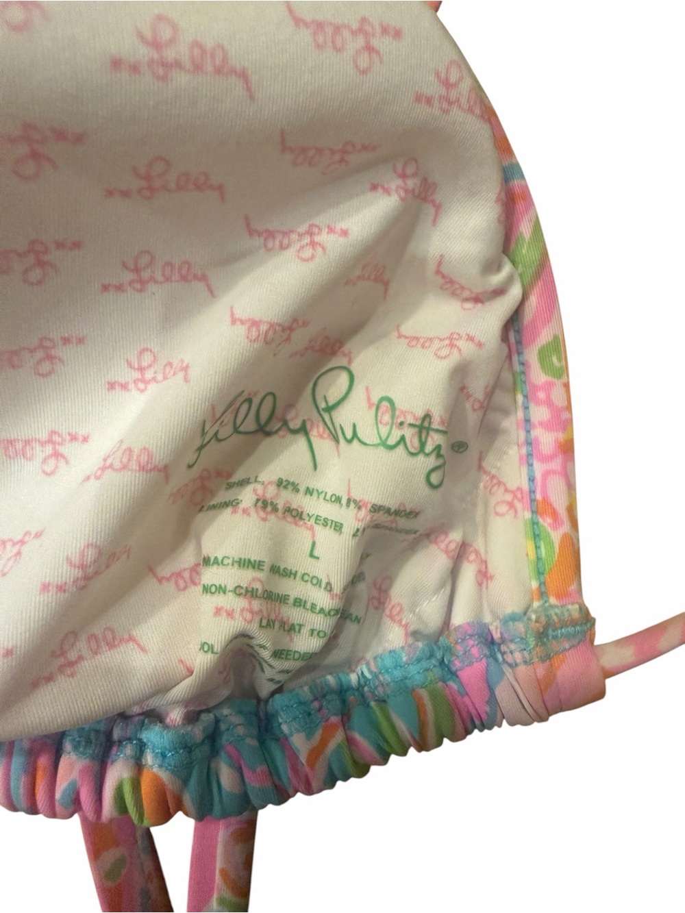 Lilly Pulitzer🎀Pastel Floral Triangle Bikini Top 🎀NWOT🎀SZ L🎀Iconic Lilly! - Picture 3 of 4